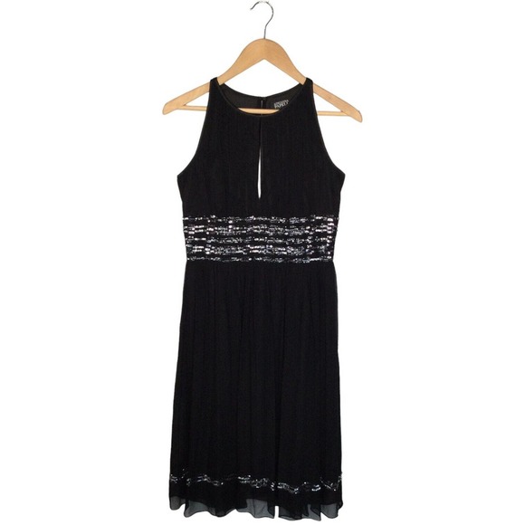 Adrianna Papell Dresses & Skirts - Adrianna Papell Evening Silk Beaded Sequined Sleeveless Cocktail Dress Black 6